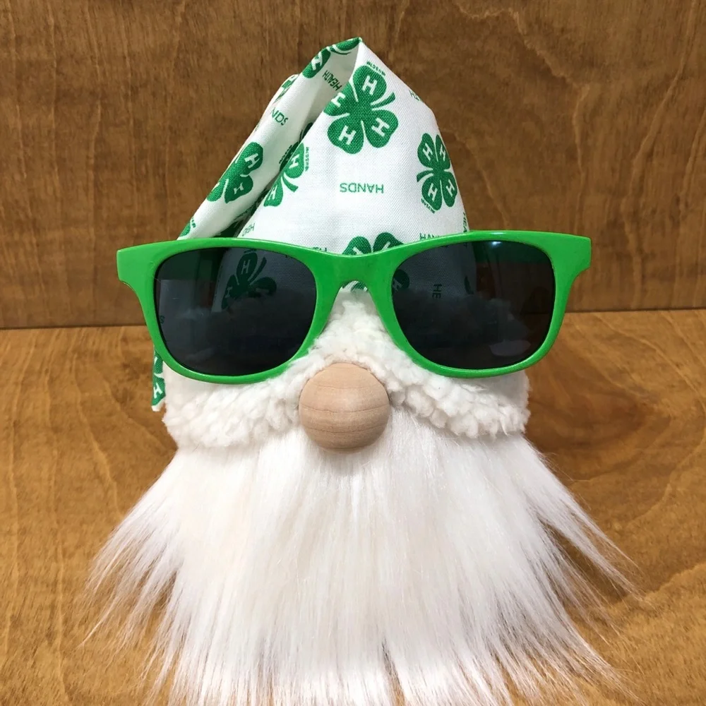 4-H Gnome Heart Health Hands Head 4-Leaf Clover Green White Gift Sunglasses - Picture 4 of 4